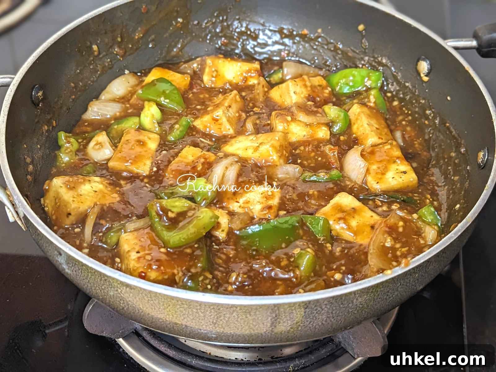 Crispy Tofu Manchurian with Spicy Indo-Chinese Sauce 11 Tofu manchurian is ready to serve.