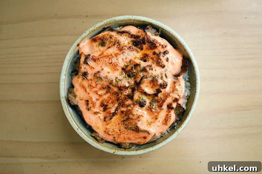 beef mentaiko rice bowl