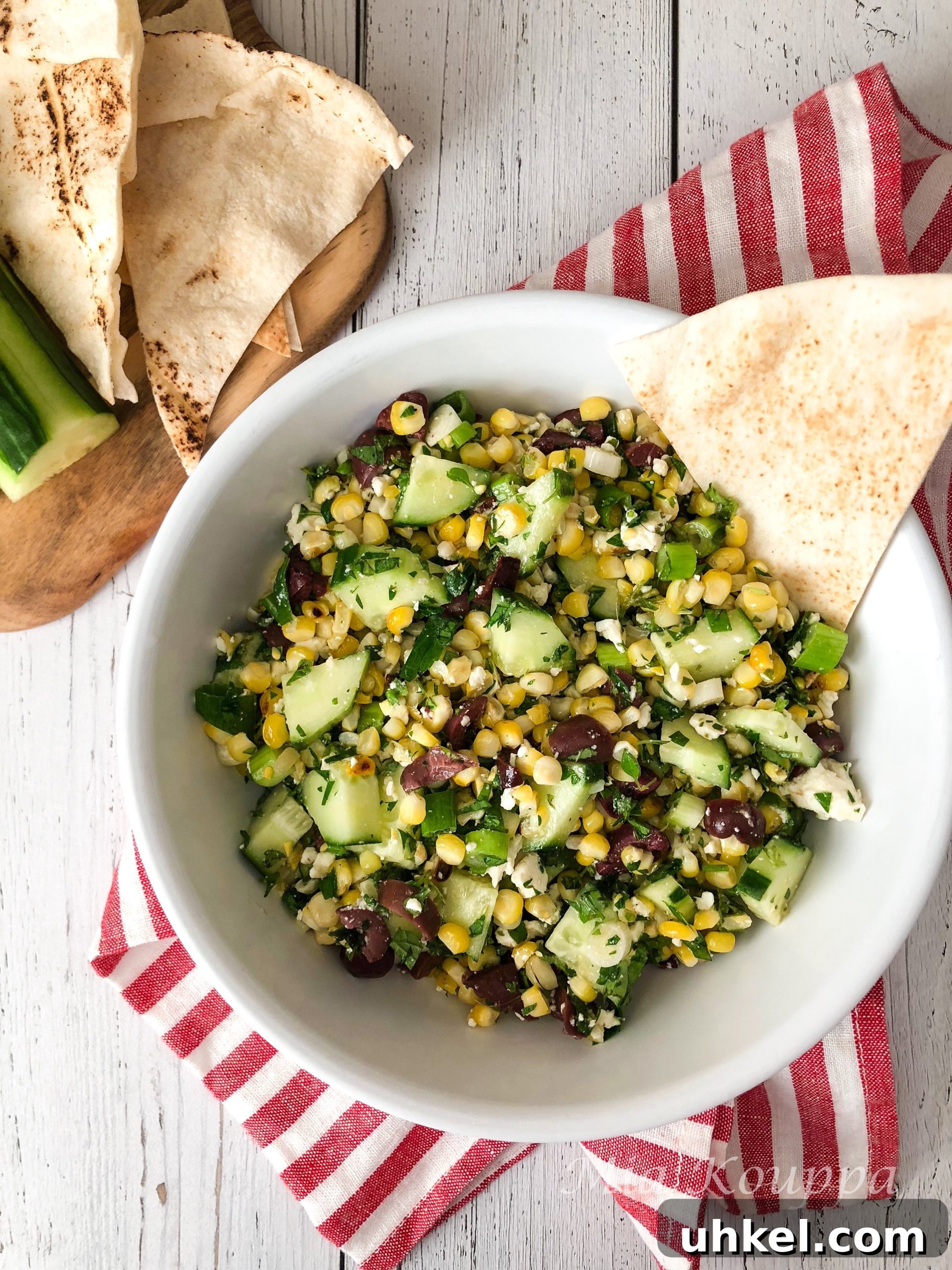 Grilled Corn, Cucumber & Feta Salad with Lemon Herb Dressing 3 Grilled corn, cucumber and feta salad