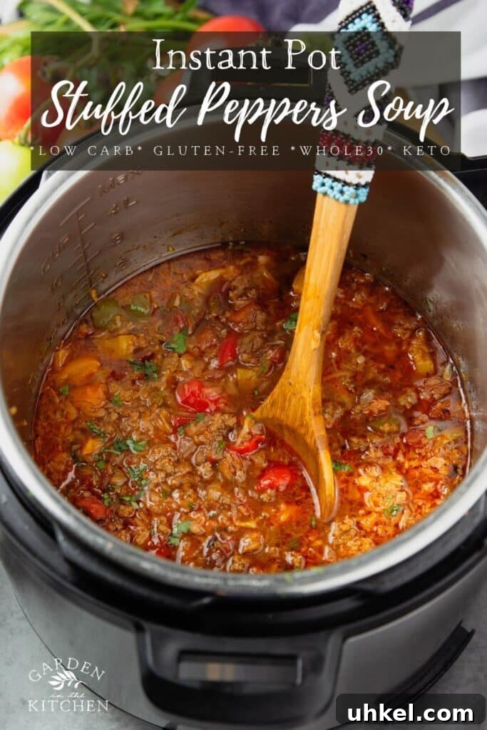Instant Pot Stuffed Pepper Soup Recipe for Busy Weeknights 12 Instant Pot stuffed pepper soup pin