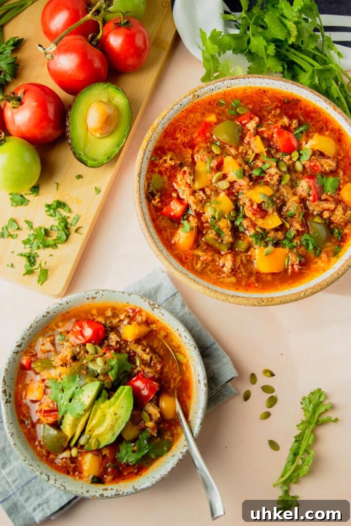 Instant Pot Stuffed Pepper Soup Recipe for Busy Weeknights 3 Bowl of stuffed peppers soup