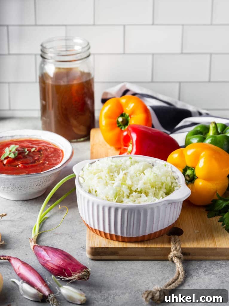 Instant Pot Stuffed Pepper Soup Recipe for Busy Weeknights 4 Instant Pot stuffed peppers soup ingredients