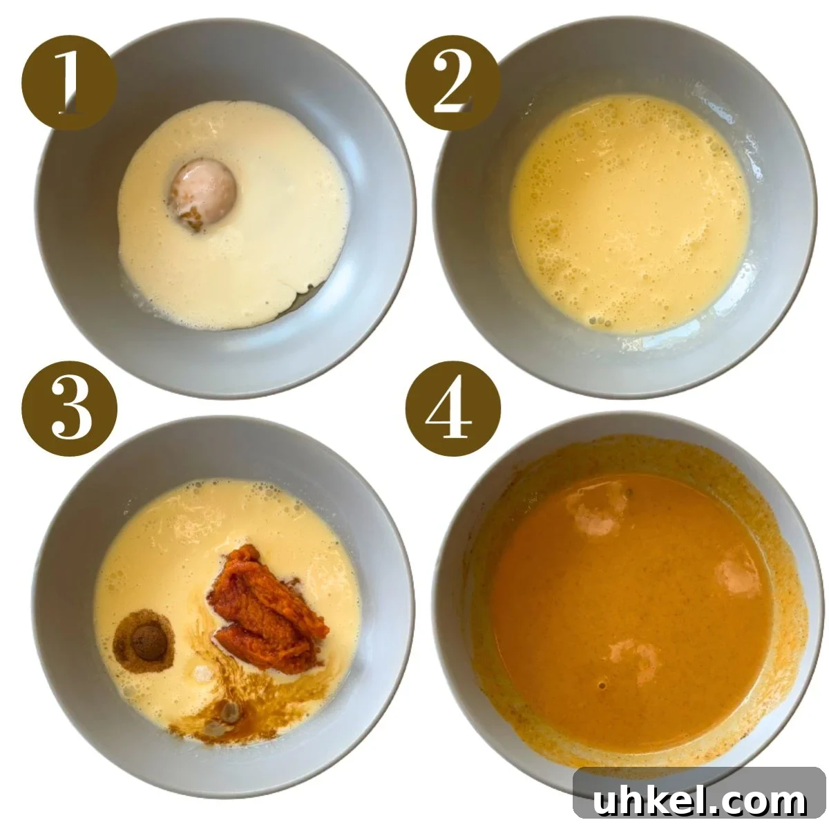 Mini Pumpkin Pies Sweetened with Maple Nectar 4 Steps to make mini pumpkin pies.