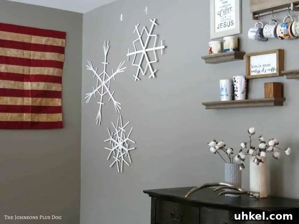 31 Cozy Winter Home Decor Ideas to Refresh Every Room 32 popsicle stick snowflakes