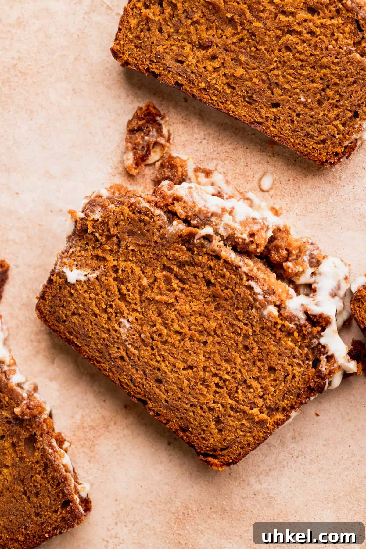 Pumpkin Bread with Cream Cheese Frosting Recipe and Tips 10 One slice of pumpkin bread.