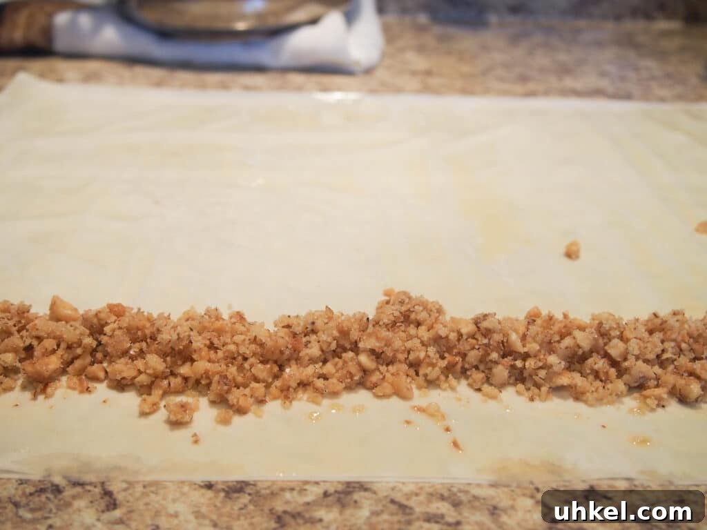 Phyllo with ground nuts.
