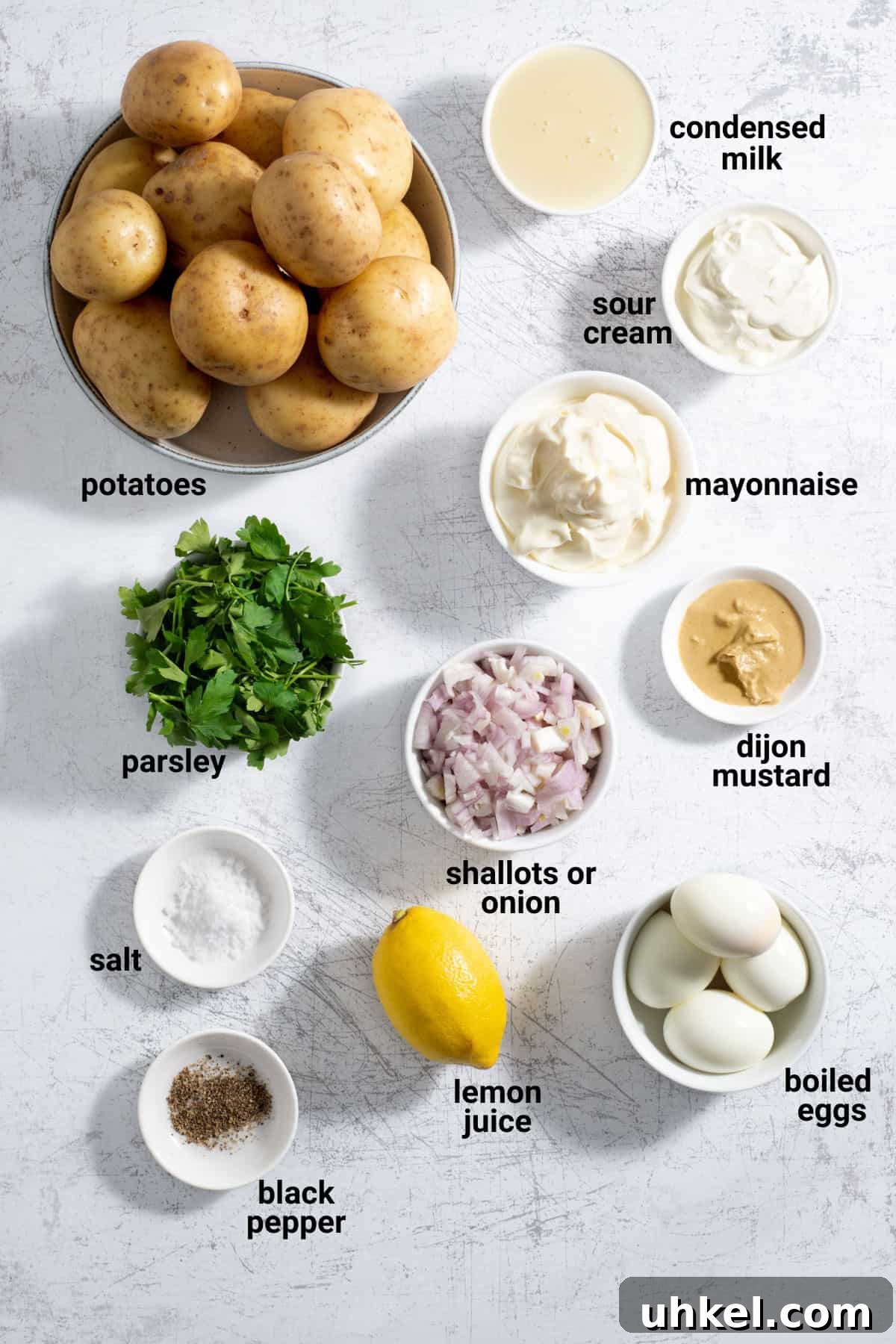 Creamy Potato Salad with Sweetened Condensed Milk Recipe 3 South African potato salad ingredients.