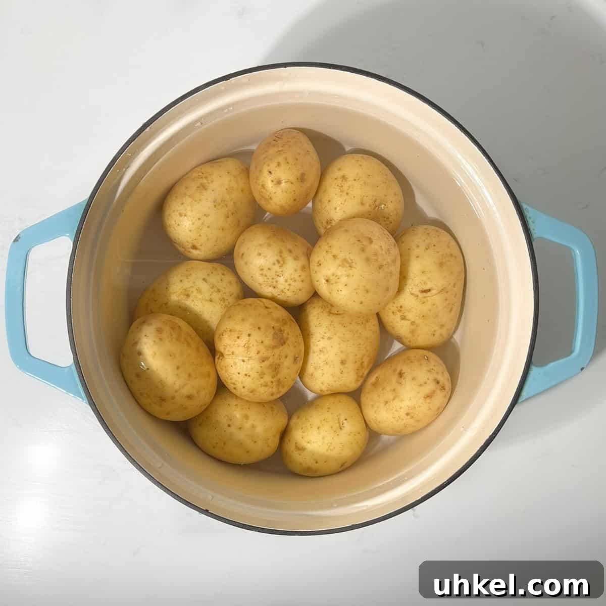 Creamy Potato Salad with Sweetened Condensed Milk Recipe 4 Boiling potatoes in a large saucepan.