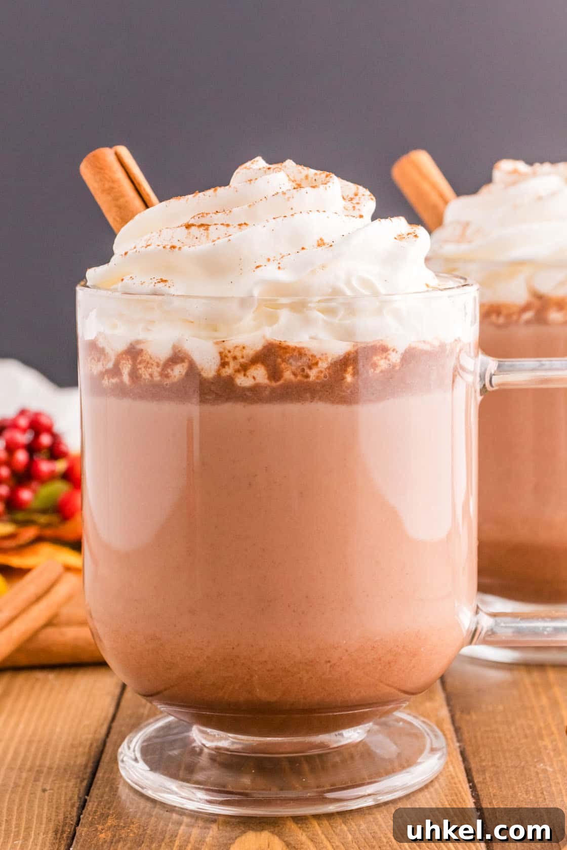 Authentic Mexican Hot Chocolate Recipe – Rich, Spiced Cocoa 4 Two mugs of Mexican hot chocolate with whipped cream and cinnamon sticks.
