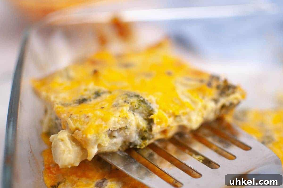 35 Timeless Southern Recipes That Always Delight 25 A metal spatula lifts a slice of 3-Ingredient Broccoli Cheese Casserole from a glass baking dish.