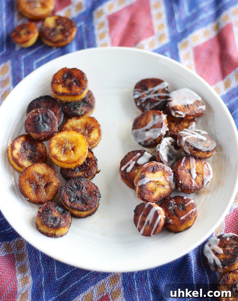 Crispy Sweet & Savory Fried Plantains (AIP-Friendly) 11 Sweet and Savory Plantains - 4-ingredient recipes for plantains, two ways! Sweet with cinnamon and coconut butter or savory with garlic and sea salt! Both fantastic! | fedandfulfilled.com