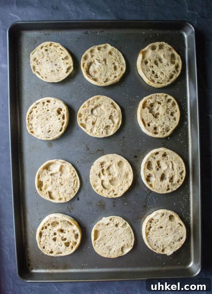 english muffins on a tray