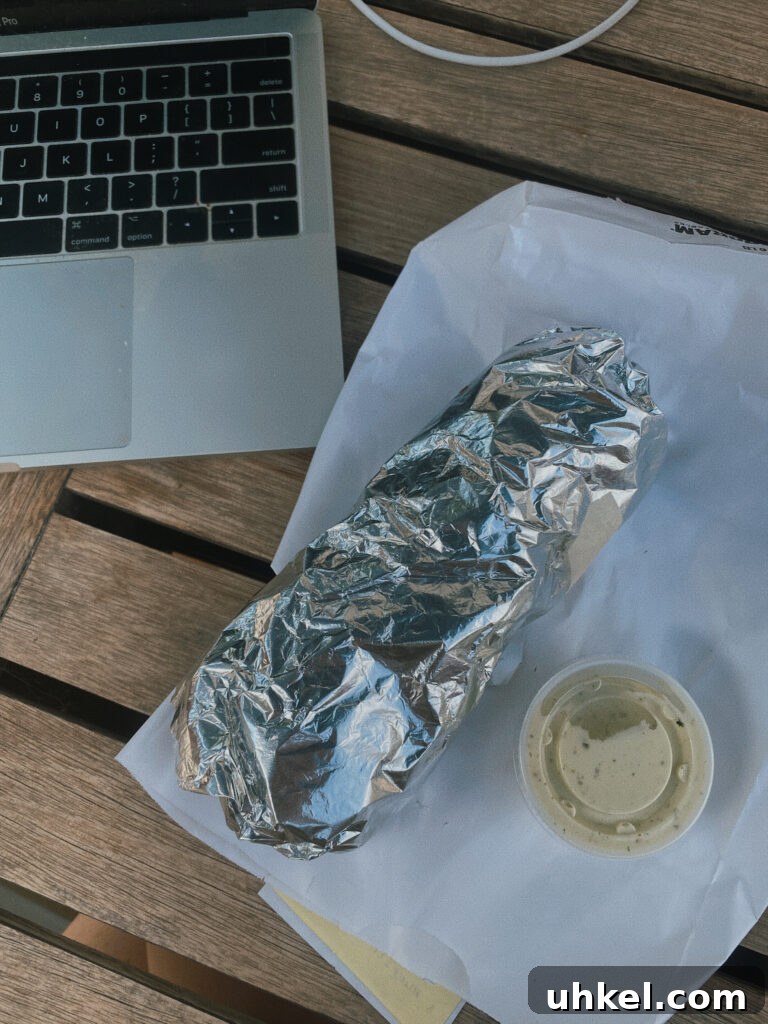 Skier’s Breakfast Burrito from Beaumont Bakery 2 breakfast burrito in tinfoil