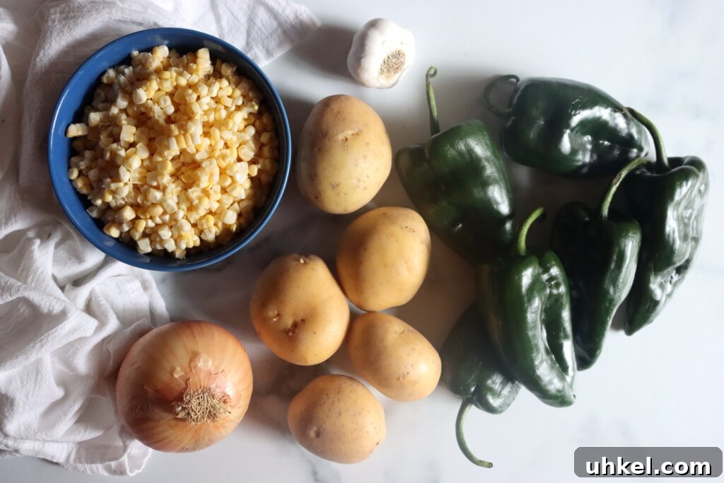 Ingredients for Poblano Corn Chowder