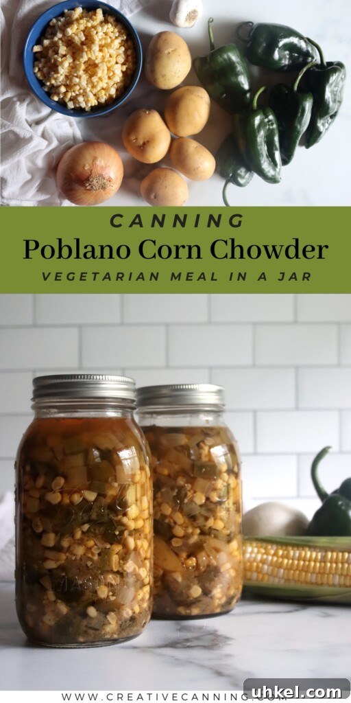 Canning Poblano Corn Chowder