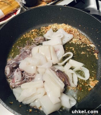 Spicy Calamari Fra Diavolo Pasta Recipe 6 Calamari Pasta Fra Diavolo In Process