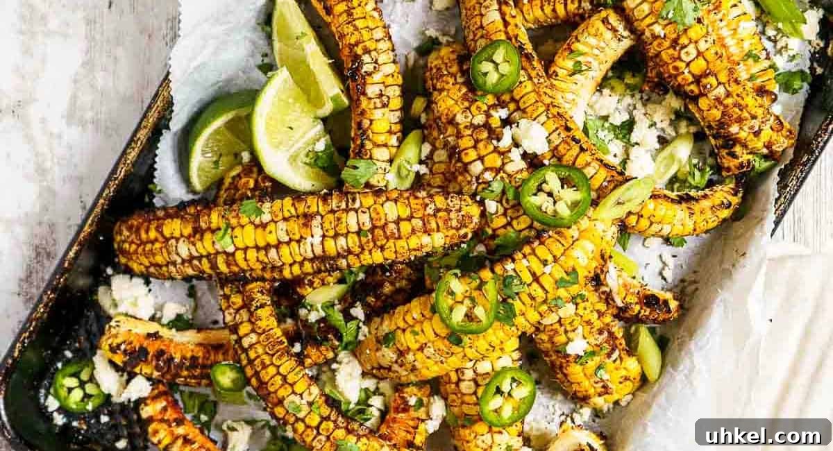Overhead image of corn ribs with garnish. 