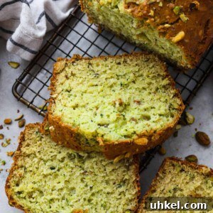 Moist Pistachio Zucchini Bread with Crunchy Pistachio Topping 6 img 30667 9