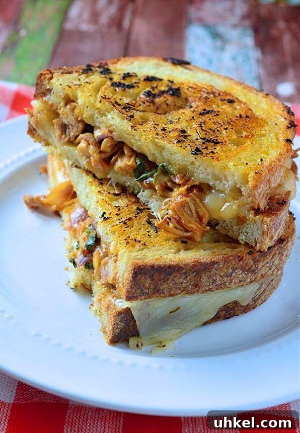 BBQ Chicken Grilled Cheese Sandwich