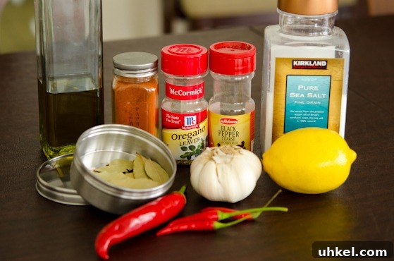 peri-peri chicken Ingredients for marinading peri-peri sauce.