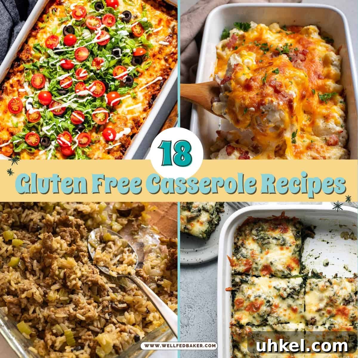 Top Gluten-Free Casserole Recipes for Family Meals 2 A collage of four photos of gluten free casseroles.