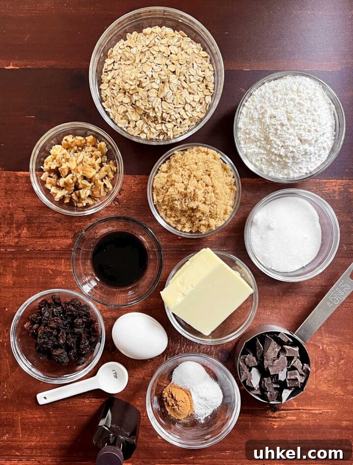 Dark Chocolate Chunk Molasses Oatmeal Cookies for Cozy Baking 4 dark chocolate chunk molasses oatmeal cookies ingredients