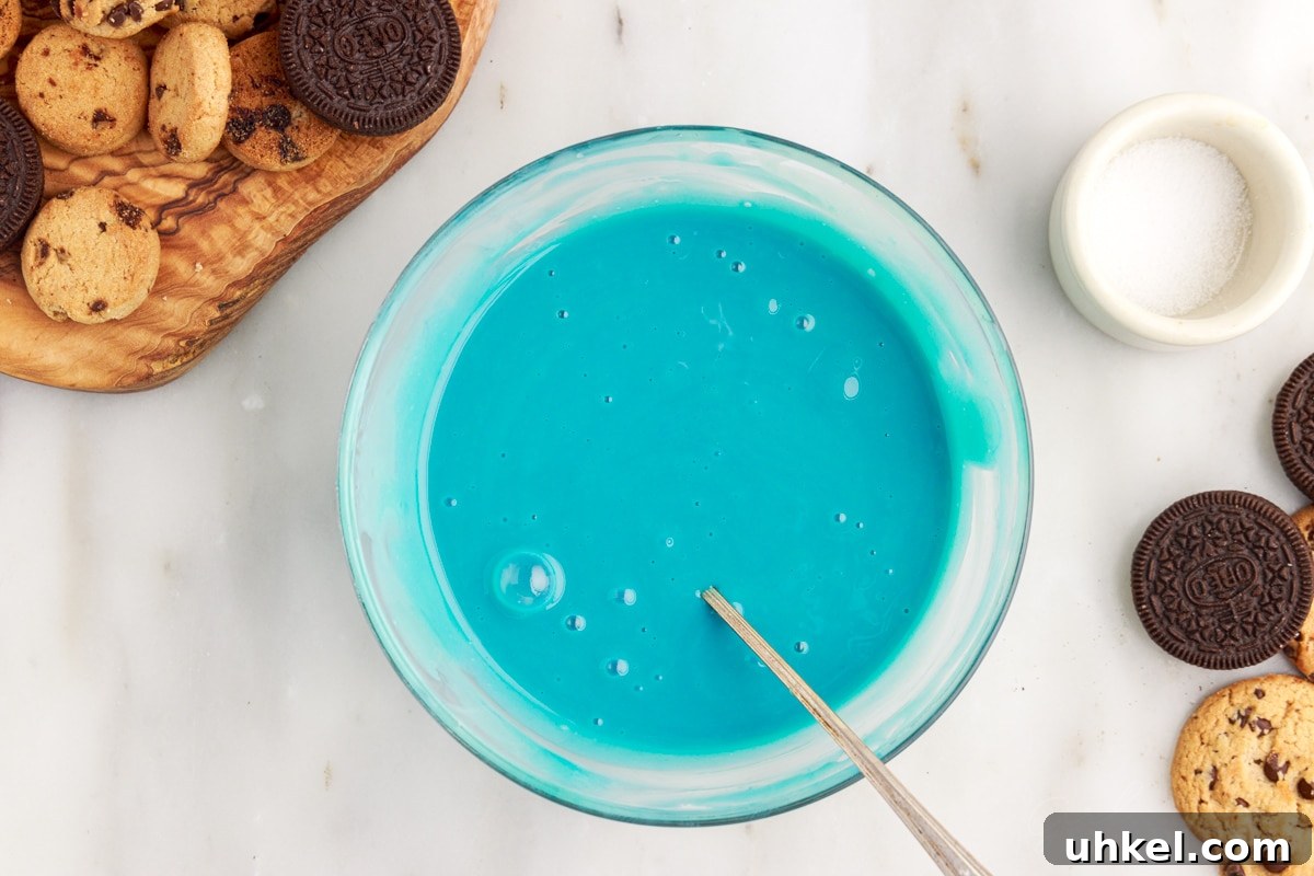 Sweetened condensed milk mixture stirred together.