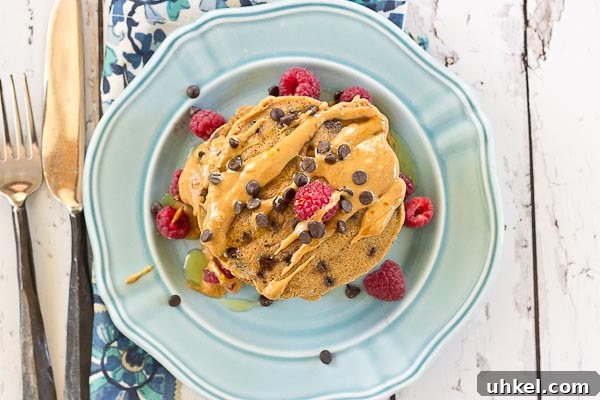 Chocolate Chip Peanut Butter Pancakes Recipe — Fluffy & Decadent 6 Holy yummy in my tummy... Chocolate Chip Peanut Butter Pancakes for the win! Peanut butter flour and mini chocolate chips in a fluffy pancake = breakfast made in heaven.