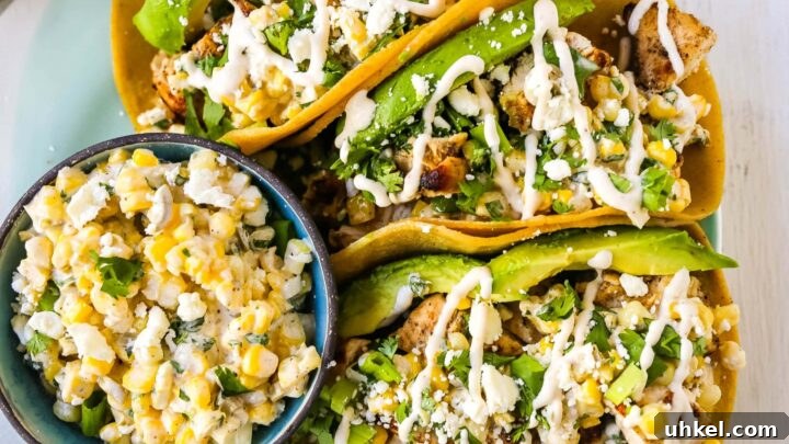 Mexican Street Corn Chicken Tacos