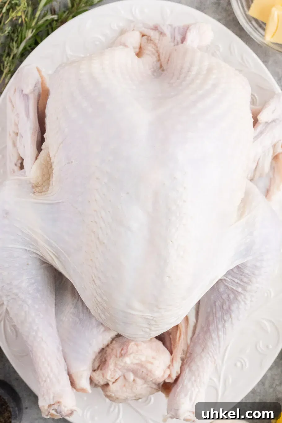 turkey and lemon, onion, garlic, butter and fresh herbs