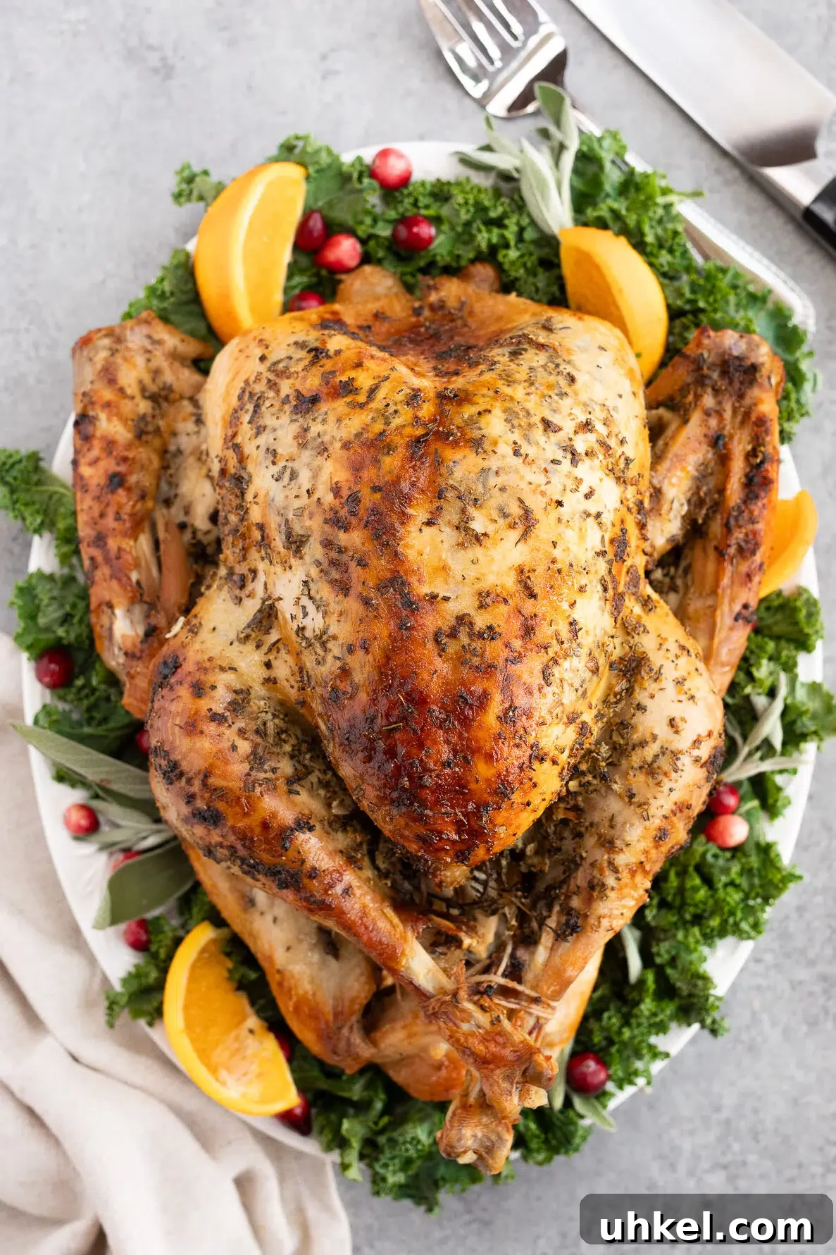 roasted thanksgiving turkey on a platter