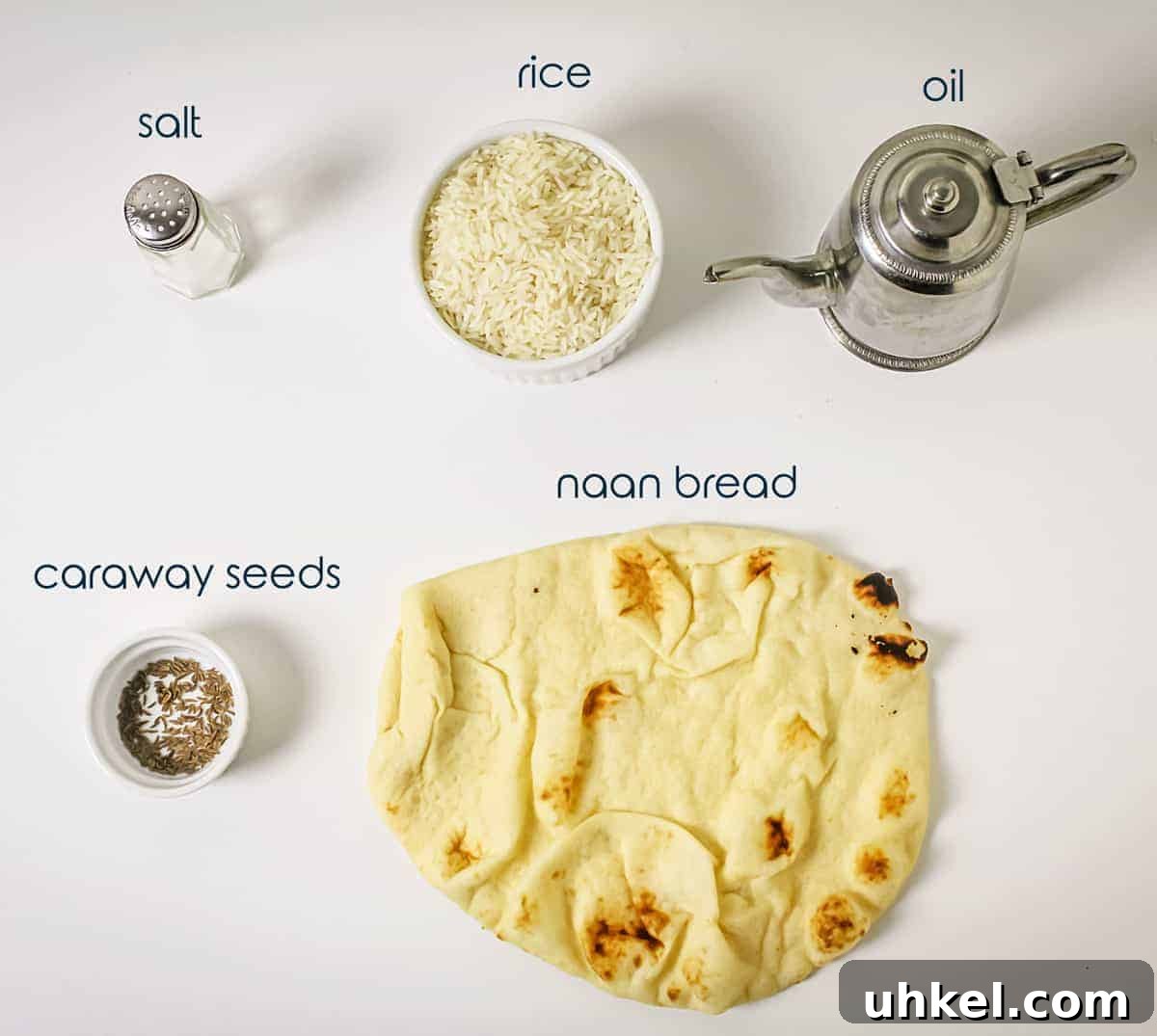 Crispy Tahdig with Naan Crust — Pan-Fried Persian Rice 3 Ingredients for rice tahdig recipe on a counter with text