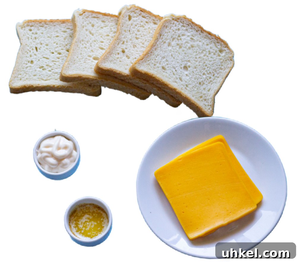 Ingredients for grilled cheese