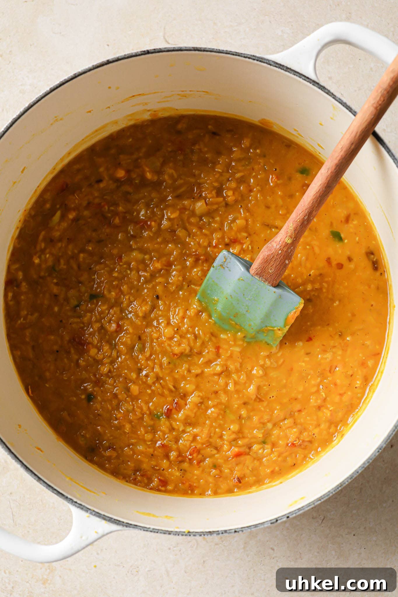 Authentic Masoor Dal (Red Lentil) Recipe for Perfect Flavor 14 Cooked Masoor Dal in a Dutch oven.