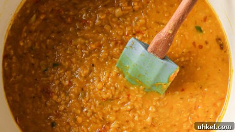 Authentic Masoor Dal (Red Lentil) Recipe for Perfect Flavor 26 Cooked Masoor Dal in a Dutch oven.