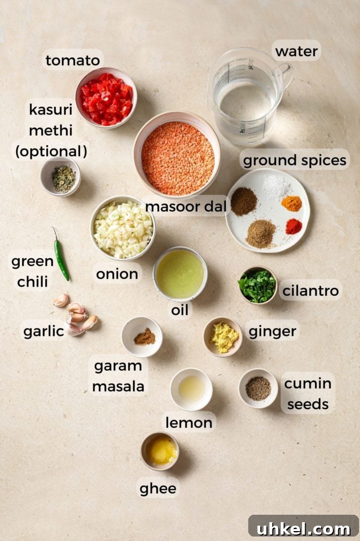 Authentic Masoor Dal (Red Lentil) Recipe for Perfect Flavor 5 Masoor dal ingredients
