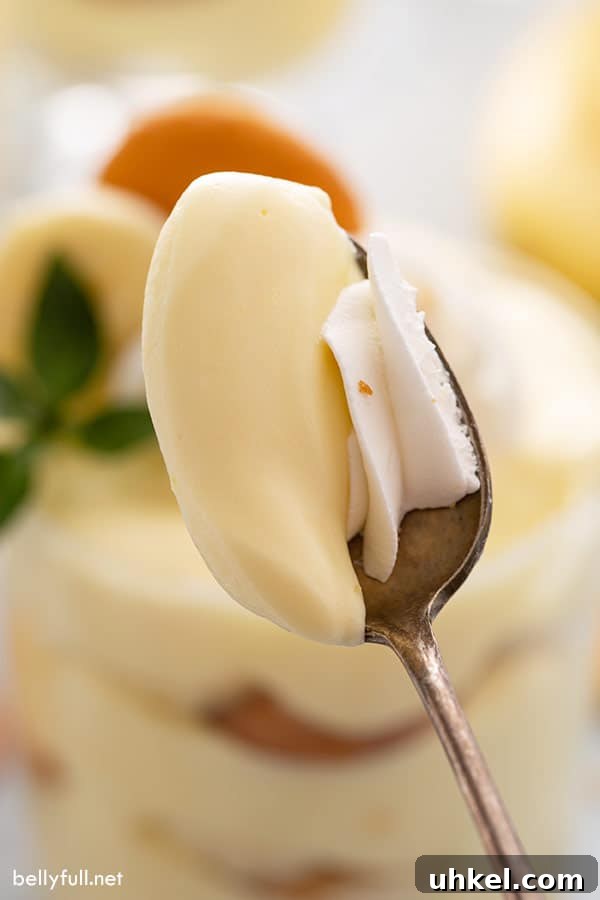 Homemade Banana Pudding Recipe with Creamy Vanilla Custard 5 spoonful of banana pudding and whipped cream