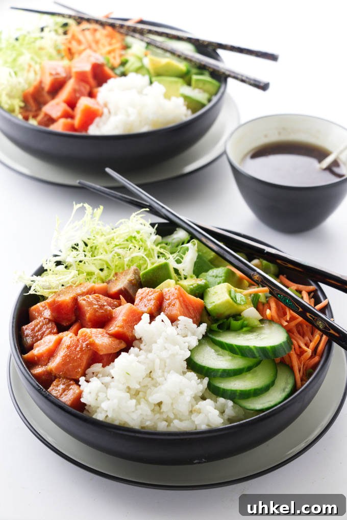 Spicy Salmon Sushi Bowl Recipe for Flavorful Weeknight Meals 3 Two servings of spicy salmon sushi bowls