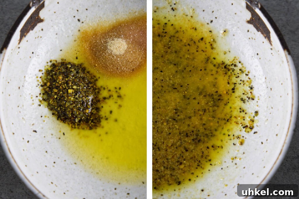 bowl with butter and seasoning for air fryer smashed potatoes