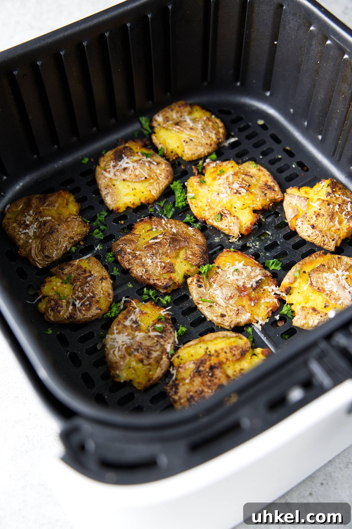 smashed baby potatoes in air fryer basket