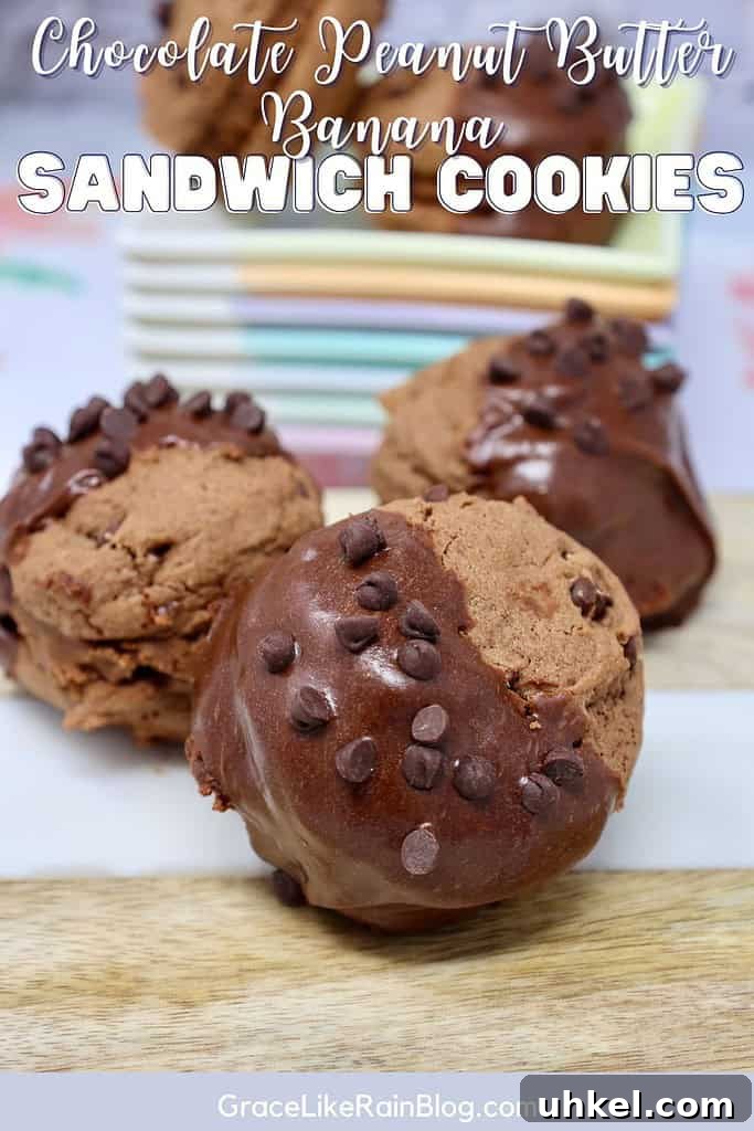 Chocolate Peanut Butter Banana Sandwich Cookies Recipe 2 chocolate peanut butter banana sandwich cookies