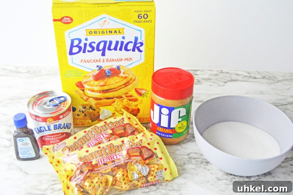 Peanut Butter Blossom Cookies for a Valentine’s Day Treat 3 bisquick Peanut Butter Heart Blossom ingredients