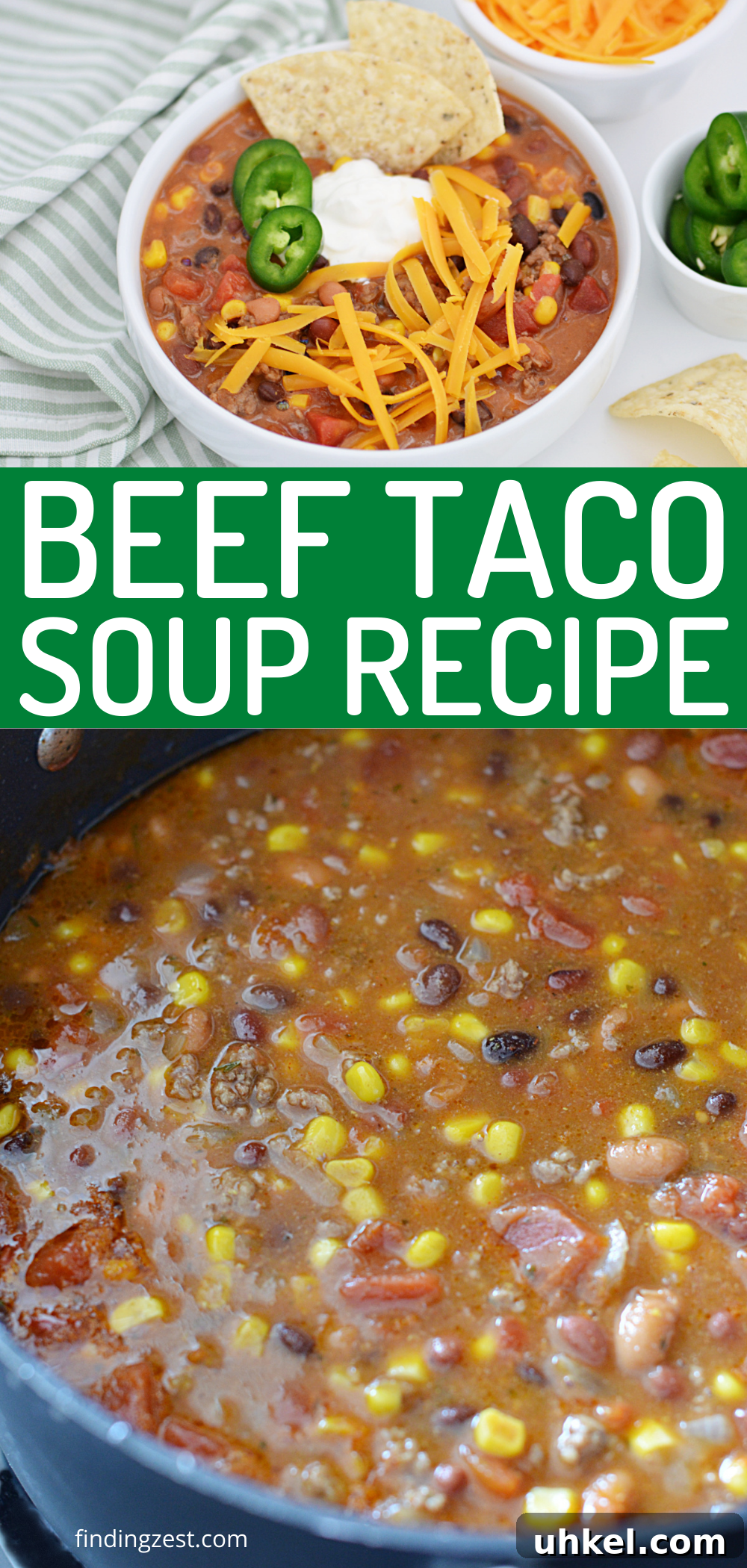 Hearty 7-Can Taco Soup Recipe for Quick Weeknight Dinners 10 This delicious taco soup is packed with flavor and only takes 7 cans to make! Packed with flavor, this recipe requires minimal effort and is great for busy families. Top with shredded cheese, sour cream or other favorite taco toppings.
