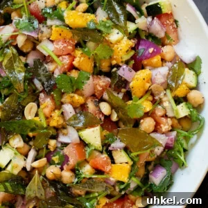 Mango, Chickpea & Zucchini Koshimbir Salad with Curry Leaves 5 close-up of zucchini koshimbir salad in a serving bowl