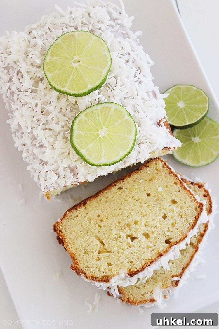 Moist Coconut Lime Pound Cake with Zesty Glaze 5 Coconut Lime Pound Cake – Soft and citrusy, this coconut-glazed pound cake hits the spot for breakfast or dessert.