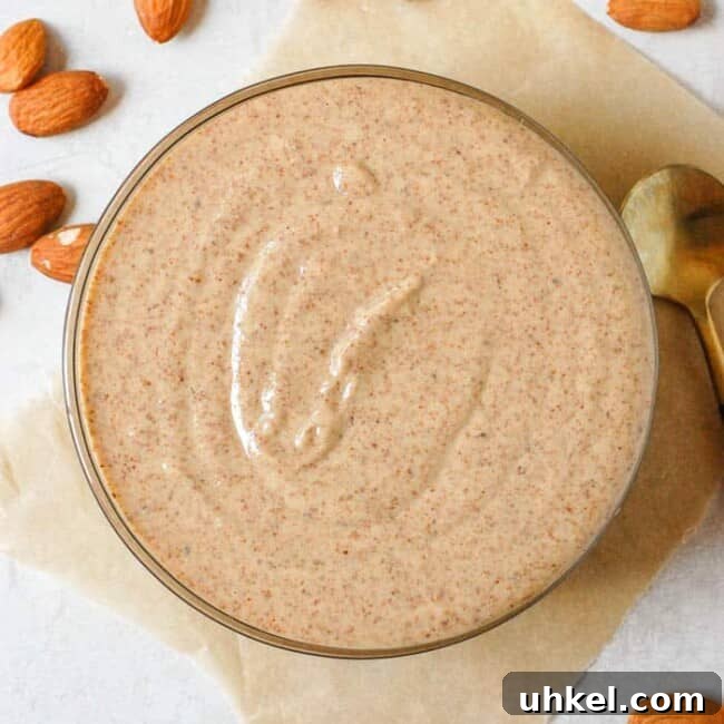 homemade almond butter in bowl