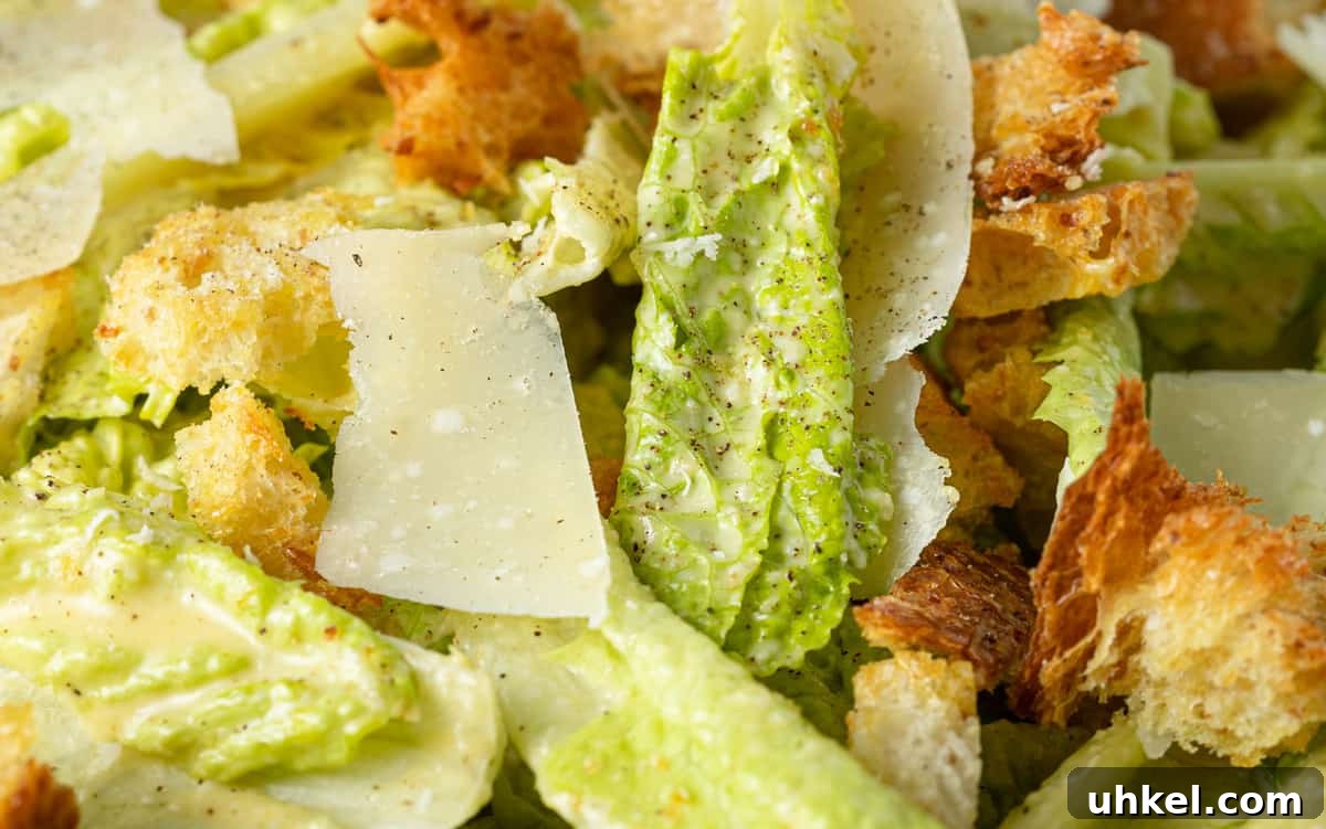 Authentic Caesar Salad Recipe with Creamy Homemade Dressing 2 close up of homemade Mexican Caesar salad
