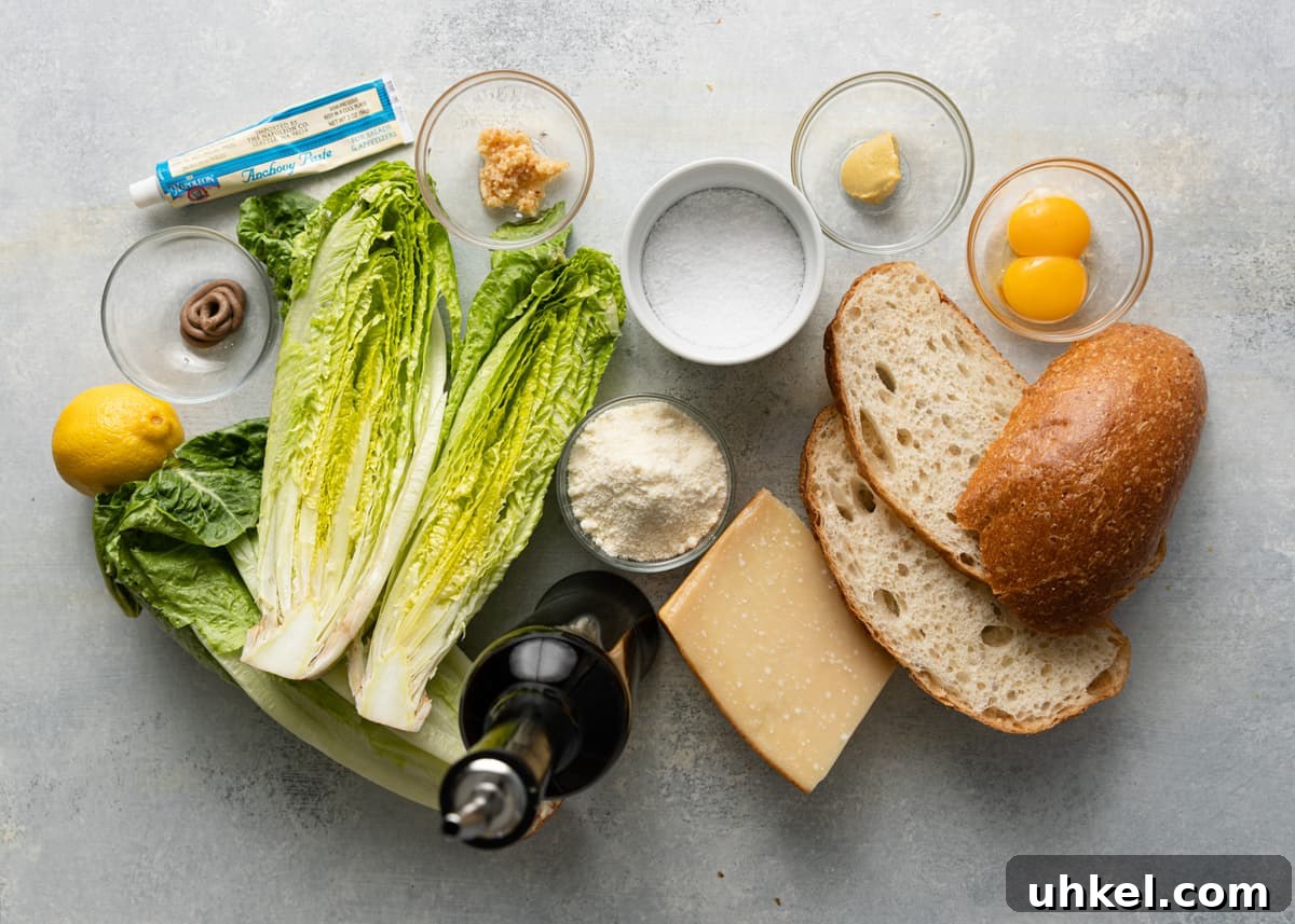 Authentic Caesar Salad Recipe with Creamy Homemade Dressing 3 ingredients for recipe for Caesar salad