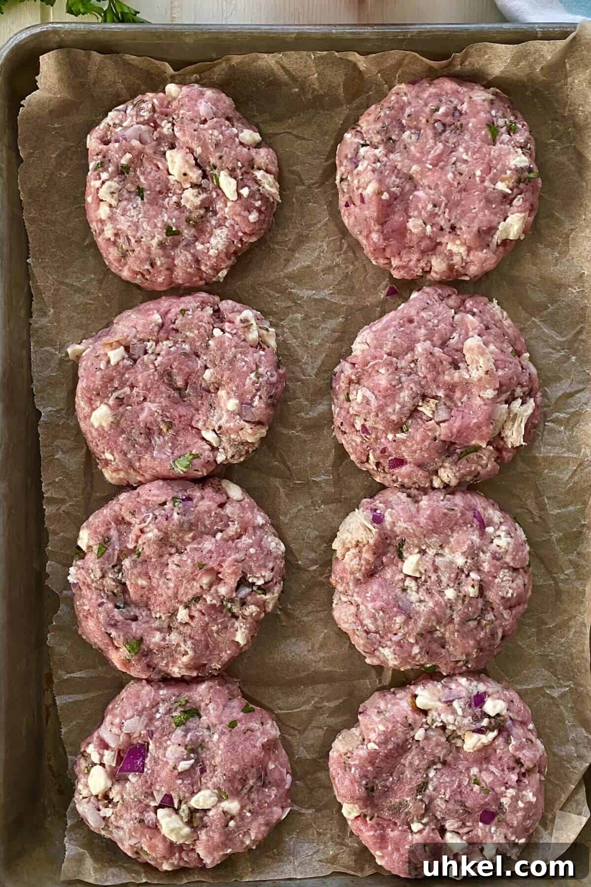 Mini Greek Turkey Sliders with Cucumber Tzatziki 6 uncooked Greek turkey burgers.