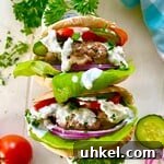 a stack of turkey burgers.